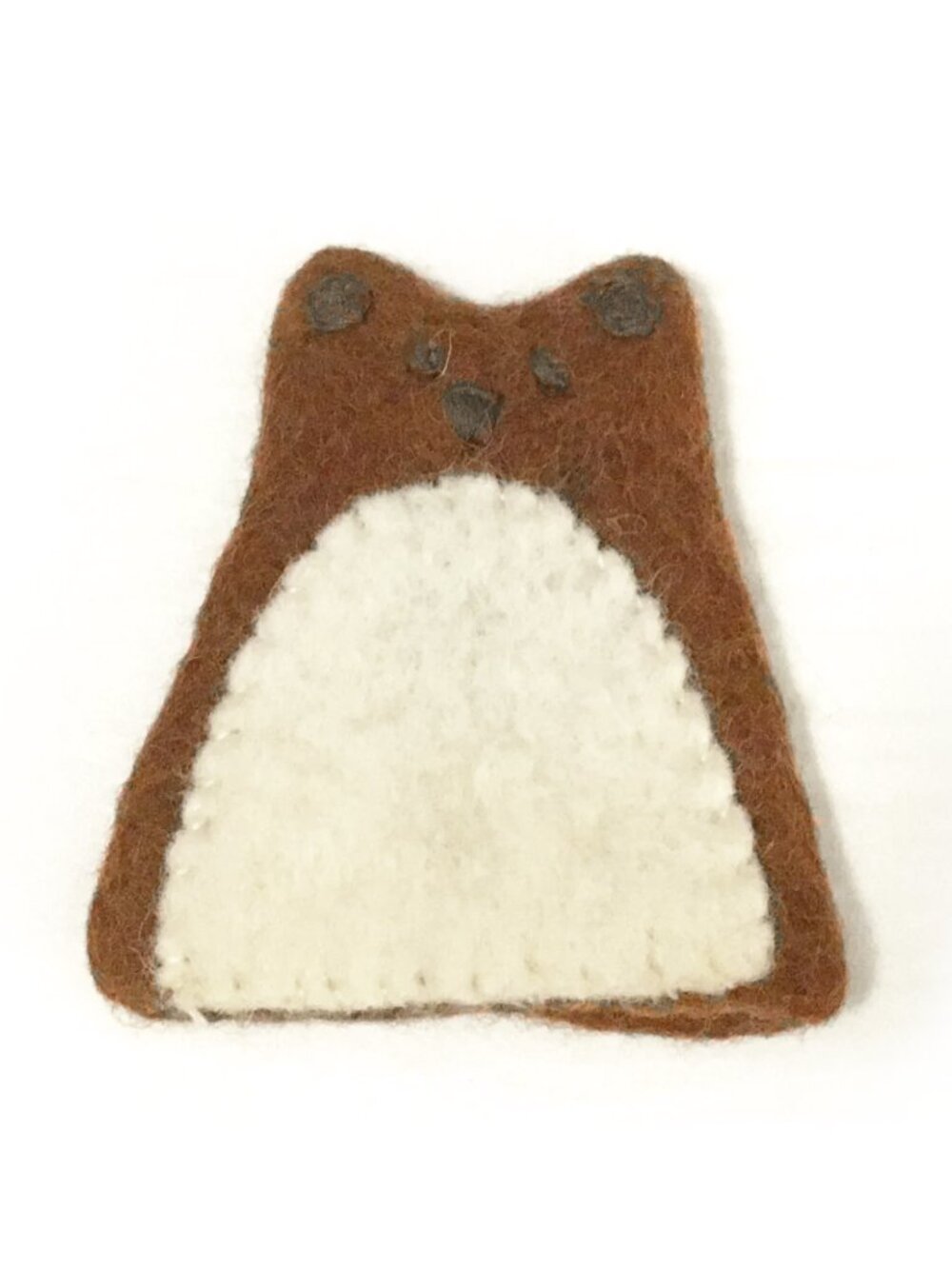 Handmade Felted Wool Brown Bear Egg Cozy & Metal Cup Set Cottagecore